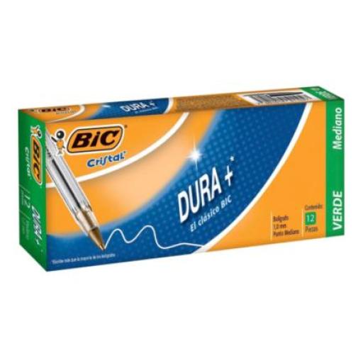 [BIC_923998] BIC Bolígrafo BIC Cristal Dura+ Punto Mediano 1.0mm Color Verde C/12 Pzas