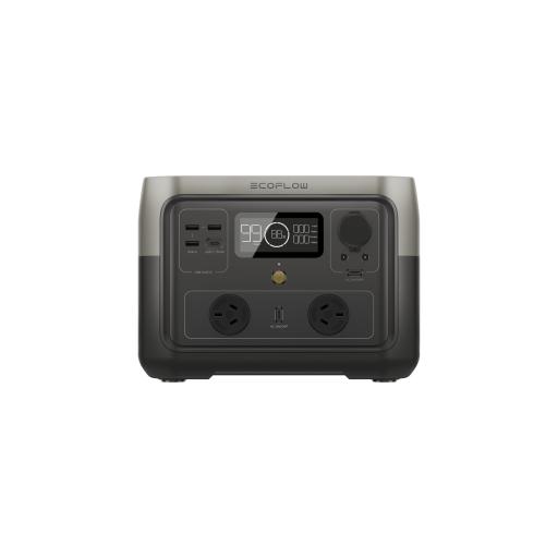 [ECOFLOW_EFR610] ECOFLOW EcoFlow River 2 Max | Estación de Energía Portátil 512Wh Litio LFP / 4 AC 500 W (Max. 1000W) / 1 USB-C 100W / 3 USB -A 12W / Cargador de Coche 8A a 12 o 24V / Conectividad WiFi y Bluetooth (App) / Carga Solar 220W Max.