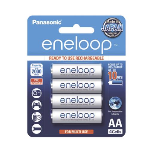 [PANASONIC_BK3MCCE/4BT] Panasonic Batería Recargable AA 1.2V ENELOOP / Ni-HM / Paquete de 4 Baterías