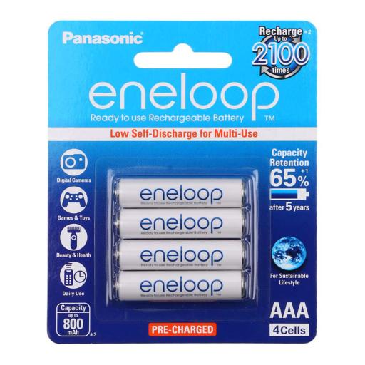 [PANASONIC_BK4MCCE/4BT] Panasonic Batería Recargable AAA 1.2V ENELOOP / Ni-HM / Paquete de 4 Baterías