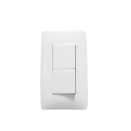 [JWJ_JTL-C7305] JWJ Placa con 2 Interruptores Sencillos 10 A/ 127 V CA ~ 60 Hz /  1 1/2 Módulos / Color Blanco.