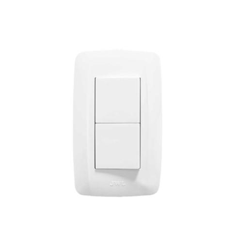 [JWJ_JTL-C7305] JWJ Placa con 2 Interruptores Sencillos 10 A/ 127 V CA ~ 60 Hz /  1 1/2 Módulos / Color Blanco.