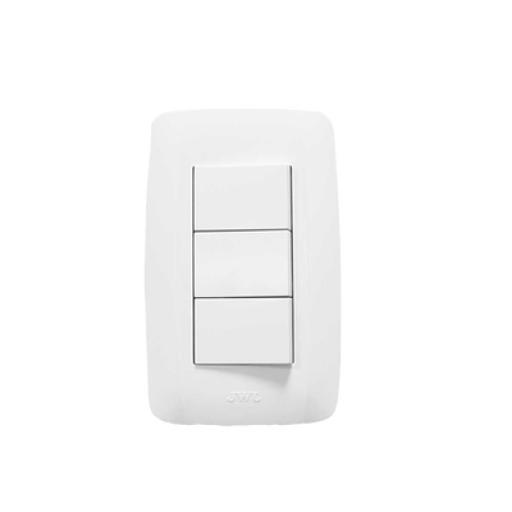 [JWJ_JTL-C7309] JWJ Placa con 3 Interruptores Sencillos 10 A/ 127 V CA ~ 60 Hz /  1 Módulo / Color Blanco.
