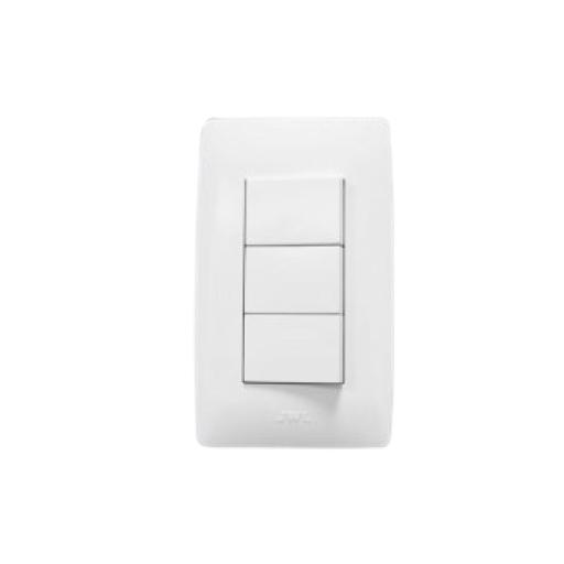 [JWJ_JTL-C7309] JWJ Placa con 3 Interruptores Sencillos 10 A/ 127 V CA ~ 60 Hz /  1 Módulo / Color Blanco.