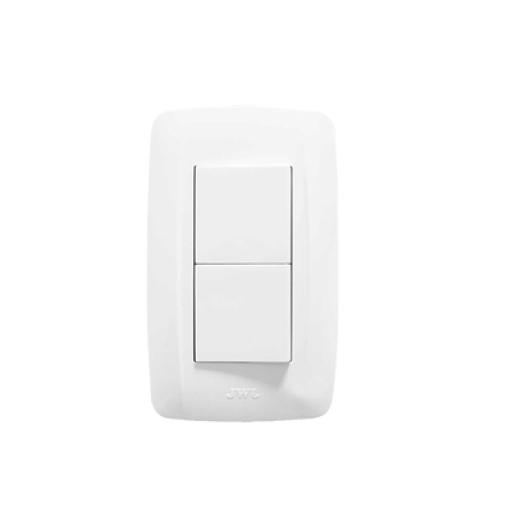 [JWJ_JTL-C7306] JWJ Placa con 2 Interruptores Escalera 10 A/ 127 V CA ~ 60 Hz /  1 1/2 Módulos / Color Blanco.