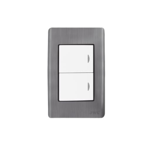 [JWJ_JTL-E7505] JWJ Placa con 2 Interruptores Sencillos 10 A/ 127 V CA ~ 60 Hz /  Carcasa de Acero.