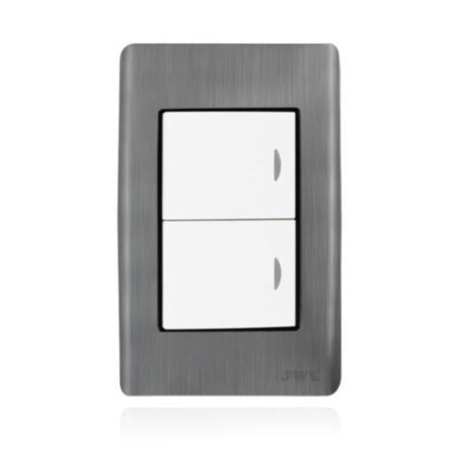[JWJ_JTL-E7505] JWJ Placa con 2 Interruptores Sencillos 10 A/ 127 V CA ~ 60 Hz /  Carcasa de Acero.