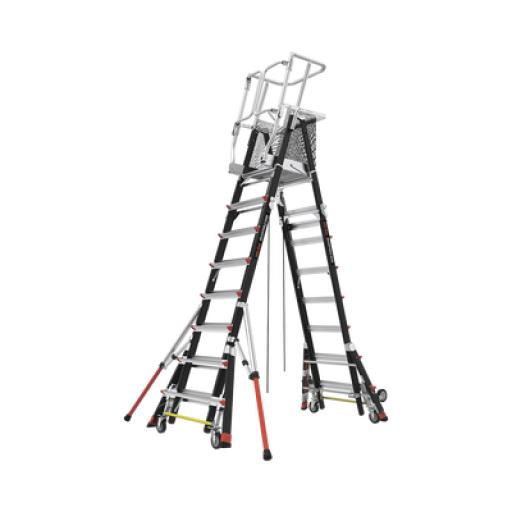 [LITTLEGIANT_CAGE8FTR] Little Giant Escalera de Fibra de Vidrio  con Jaula de 8'-14' (2.44 - 4.27 m). Con Ajuste en Ruedas (RATCHET™ Leveler) (SKU:18515-817).