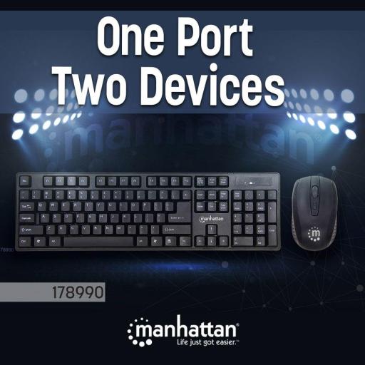 [MANHATTAN_178990] Kit de teclado y mouse óptico inalámbricos Manhattan.