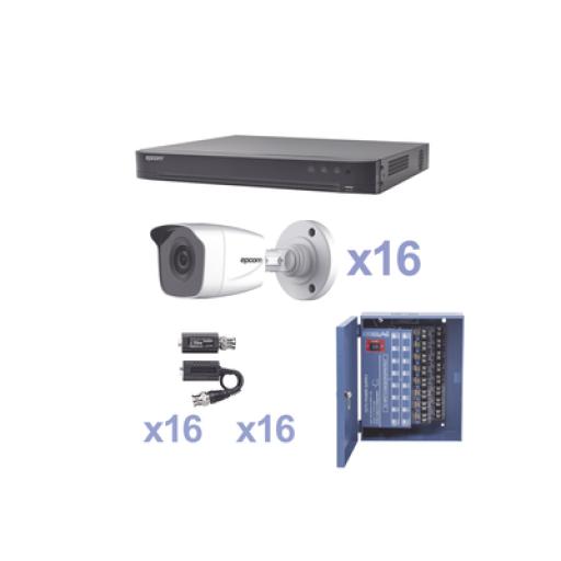 [EPCOMPROFESSIONAL_KEVTX8T16BW] EPCOM PROFESSIONAL KIT TurboHD 1080p / DVR 16 Canales / 16 Cámaras Bala (exterior 2.8 mm) / Transceptores / Conectores / Fuente de Poder Profesional