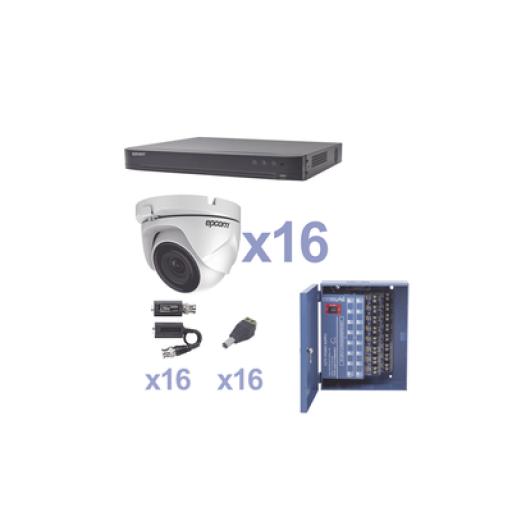 [EPCOMPROFESSIONAL_KEVTX8T16EW] EPCOM PROFESSIONAL KIT TurboHD 1080p / DVR 16 Canales / 16 Cámaras Eyeball (exterior 2.8 mm) / Transceptores / Conectores / Fuente de Poder Profesional