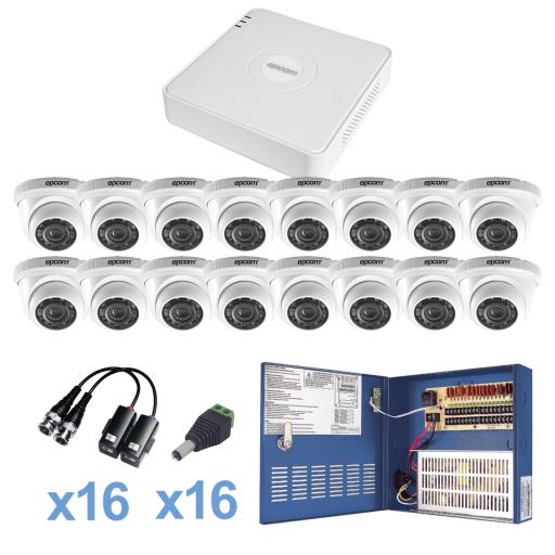 [EPCOMPROFESSIONAL_KESTXLT16EW] EPCOM PROFESSIONAL KIT TurboHD 1080p Lite / DVR 16 Canales / 16 Cámaras Eyeball  Exterior ( 2.8mm) / Transceptores / Conectores / Fuente de Poder Profesional