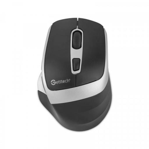 [GETTTECH_GGM-STDBW-01-SL] Getttech MOUSE GETTTECH INALAMBRICO SILENCIOSO ERGONOMICO NEGRO Y PLATEADO 6 BOTONES 1600 DPI 2.4G+BT GGM-STDBW-01-SL