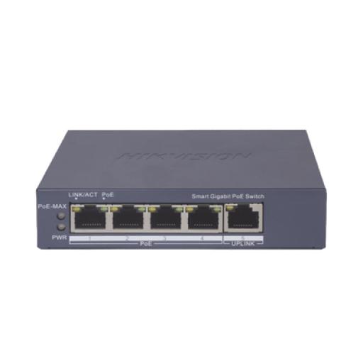[HIKVISIONDIGITALTECHNOLOGY_DS-3E1505P-EI] Hikvision Digital Technology Switch Gigabit PoE+ / Administrable / 4 Puertos 1000 Mbps PoE+ / 1 Puerto 1000 Mbps Uplink / Configuración Nube Hik-PartnerPro / Modo Extendido hasta 300 Metros / 60 Watts