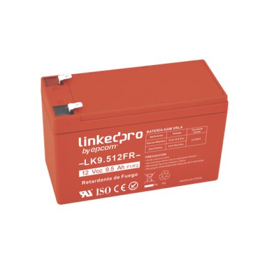 [LINKEDPROBYEPCOM_LK9.512FR] LINKEDPRO BY EPCOM Batería 12 Vcc / 5.5 Ah / UL / Tecnología AGM-VRLA / Retardante a la Flama / Para uso en equipo electrónico, Alarmas de Intrusión / Incendio/ Control de acceso / Video Vigilancia / Terminales F1 y F2.