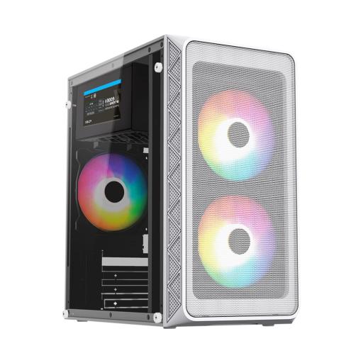 [ACTECK_AC-939256] GABINETE ACTECK (AC-939256) DOOM PRO MESH GI730M,MICRO ATX,1*USB 3.0,FRENTE MALLA,3 FAN RGB,BLANCO