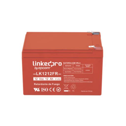 [LINKEDPROBYEPCOM_LK1212FR] LINKEDPRO BY EPCOM Batería 12 Vcc / 12 Ah / UL / Tecnología AGM-VRLA / Retardante a la Flama / Para uso en equipo electrónico, Alarmas de Intrusión / Incendio/ Control de acceso / Video Vigilancia / Terminales F1 y F2.