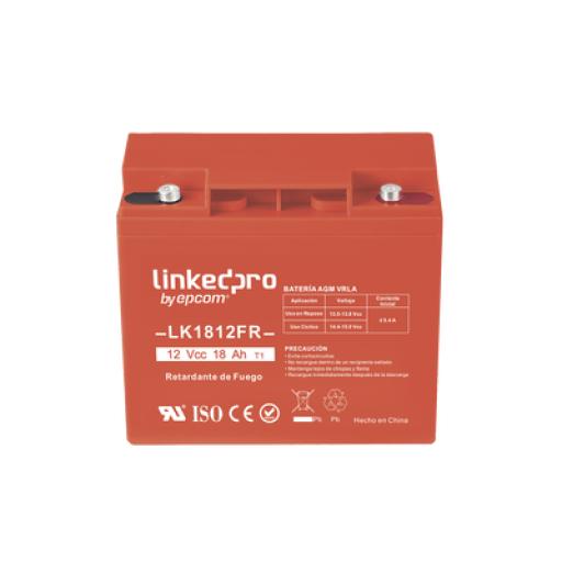 [LINKEDPROBYEPCOM_LK1812FR] LINKEDPRO BY EPCOM Batería 12 Vcc / 18 Ah / UL / Tecnología AGM-VRLA / Retardante a la Flama / Para uso en equipo electrónico, Alarmas de Intrusión / Incendio/ Control de acceso / Video Vigilancia / Terminales F1 y F2.