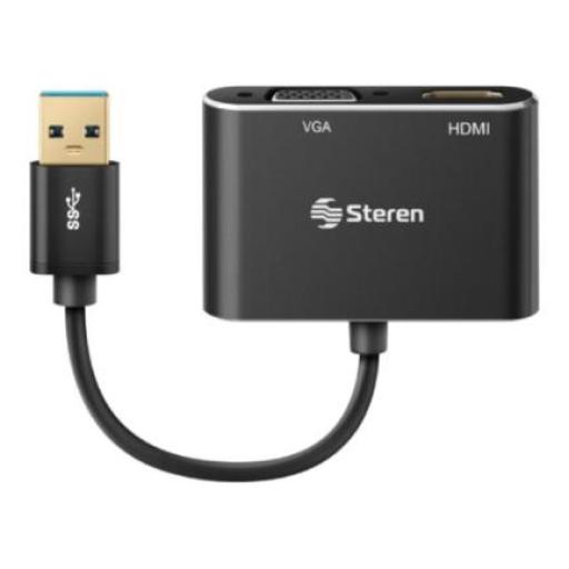 [STEREN_COM-476] Steren Adaptador Steren USB 3.0 a HDMI/VGA Color Negro