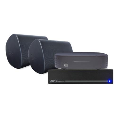 [VSSL_A1X/2WSB-T100] VSSL KIT Amplificador VSSL A1X | 2 Bocinas para Montaje Superficial de 6in de TruAudio Modelo OP6BK | Color Negro IP66