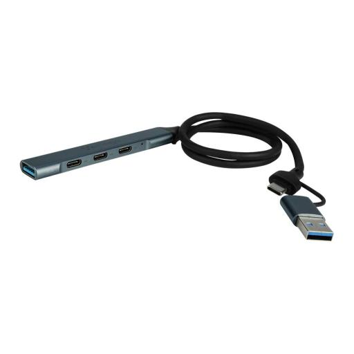 [VORAGO_HU-205] Vorago CONCENTRADOR HUB VORAGO SLIM/3 TIPOC+1 USB3.0/ADAPTADOR C Y USB (HU-205)