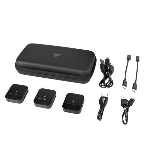 [GAMEFACTOR_MCL650] Game Factor KIT 2 MICROFONOS LAVALIER GAME FACTOR USB C/2.4GHz/CANC DE RUIDO NEGRO (MCL650)