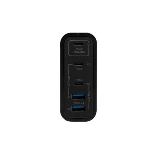 [VORAGO_AU-600] Vorago CARGADOR DE PARED VORAGO TIPO C/100W/5 PTOS/QUICK CHARGE 3.0 NEGRO (AU-600)