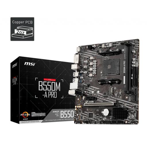 [MSI_B550M-A PRO] MOTHERBOARD MSI (B550M-A PRO) SOCKET AM4,2*DDR4 4400,HDMI, DVI-D, PCI-E 4.0,M-ATX