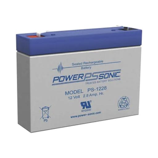 [POWER-SONIC_PS-1228-F1] Power-Sonic Batería 12V, 2.8AH, Para Respaldo, Tecnologías AGM/VRLA, 5 Años Vida Útil, Terminales F1, Reconocida UL 