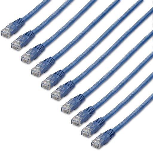 [STARTECH.COM_C6PATCH3BL10PK] StarTech.com CABLE DE RED RJ45 CAT6 AZUL DE 91CM - PACK DE 10 - MOLDEADO
