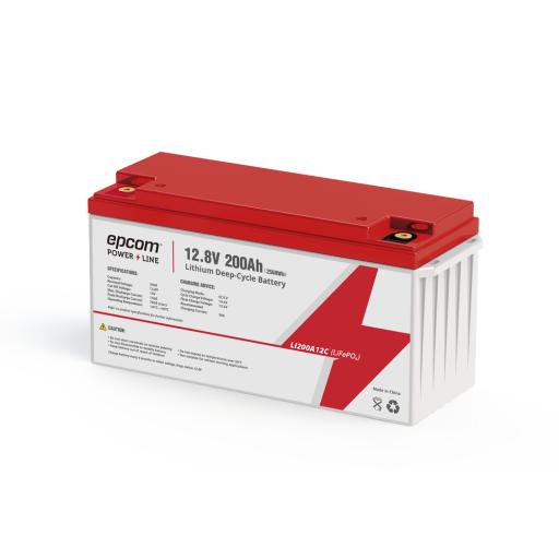[EPCOM_LI200A12CV] Epcom Batería de Litio Ciclo Profundo, 12.8 Vcc 200Ah (LiFePO4 de Celdas Cilíndricas) , Solar, Marina, Máximo 200 A de Descarga
