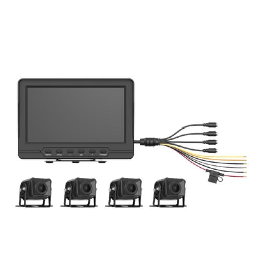 [HIKVISIONDIGITALTECHNOLOGY_AE-VD2501A-A] Hikvision Digital Technology Sistema de Monitoreo Local / 4 Cámaras 1080p para Exterior (IP68) y Pantalla LCD de 7" a Color / Memoria Micro SD de 64 GB (Expandible a 512 GB) / Soporta Cambio de Cámara al Dar Reversa al Vehiculo / Accesorios de Instalación