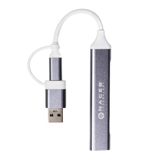 [NACEBTECHNOLOGY_NA-0124] Naceb Technology ADAPTADOR NACEB (NA-0124) HUB,CONVERTIDOR TIPO C,4*USB,1*USB A
