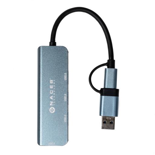 [NACEBTECHNOLOGY_NA-0126] Naceb Technology ADAPTADOR NACEB (NA-0126) HUB,CONVERTIDOR TIPO C,4*USB 3.0,1*USB A