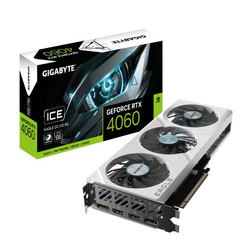 [GIGABYTE_GV-N4060EAGLEOC ICE-8GD] TARJETA DE VIDEO GIGABYTE (GV-N4060EAGLEOC ICE-8GD) RTX 4060, 8GB GDDR6, PCIE 4.0, 2*HDMI, 2*DP, 3 F