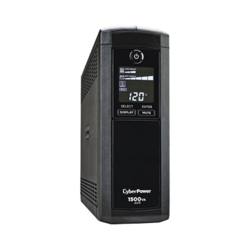 [CYBERPOWER_CP1500AVRLCD] CyberPower UPS de 1500 VA/900 W, Topología Línea Interactiva, Entrada 120 Vca NEMA 5-15P, Tipo Mini Torre, Con 12 Tomas NEMA 5-15R