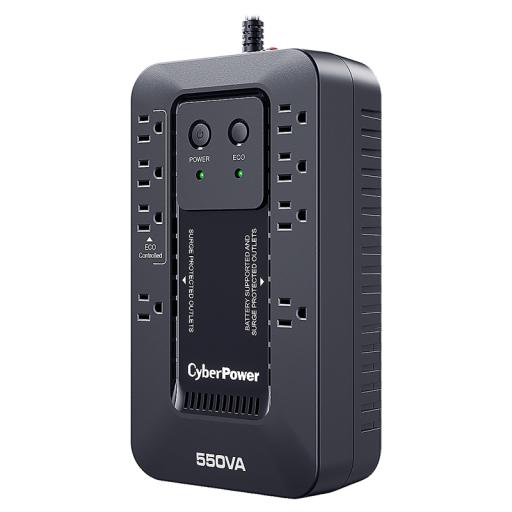 [CYBERPOWER_EC550G] CyberPower UPS de 550 VA/330 W, Topología Standby con Modo Ahorrador ECO, Entrada 120 Vca NEMA 5-15P, Con 8 Tomas NEMA 5-15R 