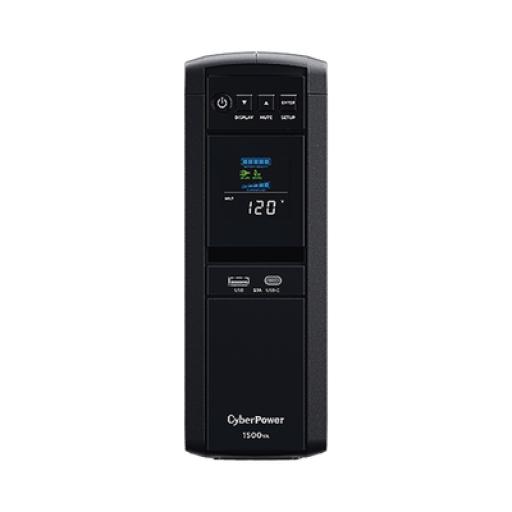 [CYBERPOWER_CP1500PFCLCD] CyberPower UPS de 1500 VA/900 W, Topología Línea Interactiva, Entrada 120 Vca NEMA 5-15P, Onda Senoidal Pura, Tipo Torre, Con 10 Tomas NEMA 5-15R
