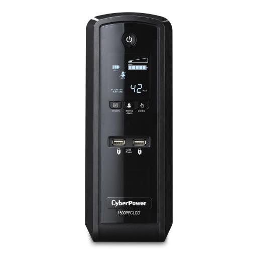 [CYBERPOWER_CP1500PFCLCD] CyberPower UPS de 1500 VA/900 W, Topología Línea Interactiva, Entrada 120 Vca NEMA 5-15P, Onda Senoidal Pura, Tipo Torre, Con 10 Tomas NEMA 5-15R