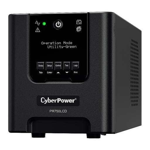 [CYBERPOWER_PR750LCD] CyberPower UPS de 750 VA/525 W, Topología Línea Interactiva, Entrada 120 Vca NEMA 5-15P, Onda Senoidal Pura, Tipo Torre, Con 6 Tomas NEMA 5-15R