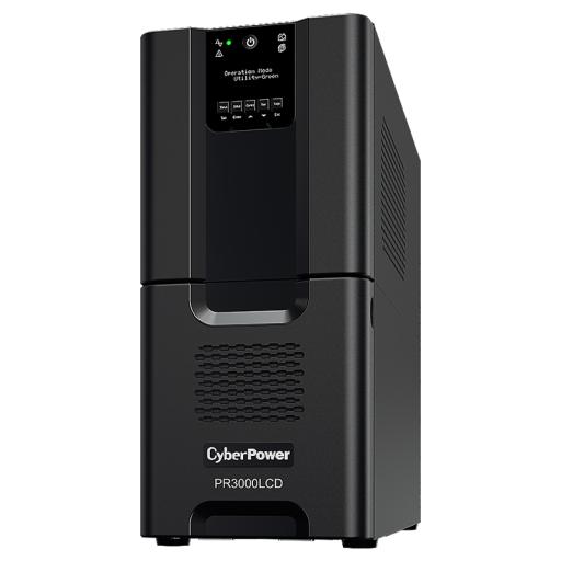[CYBERPOWER_PR3000LCD] CyberPower UPS de 3000 VA/2700 W, Topología Línea Interactiva, Entrada 120 Vca NEMA L5-30P, Onda Senoidal Pura, Tipo Torre, Con 8 Tomas NEMA 5-15R y 2 NEMA 5-20R
