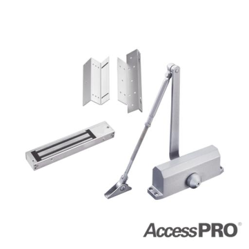 [ACCESSPRO_ACCESSKIT600N] AccessPRO Kit para control de acceso incluye Chapa magnética de 600Lbs / Montajes L y Z / Cierra puerta para 45-65Kg.