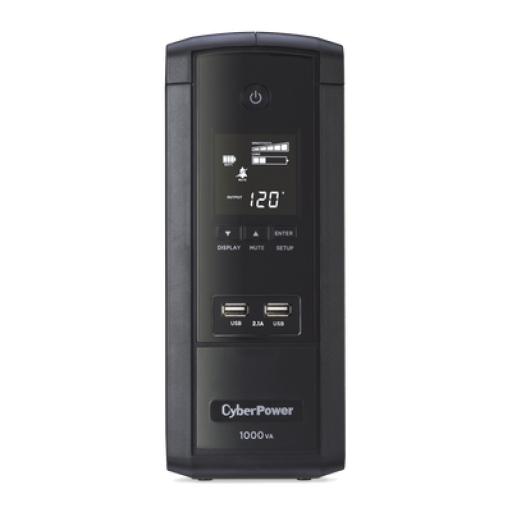 [CYBERPOWER_BRG1000AVRLCD-5Y] CyberPower UPS de 1000 VA/600 W, Topología Línea Interactiva, Entrada 120 Vca NEMA 5-15P, Tipo Torre, Con 10 Tomas NEMA 5-15R, 5 años de garantía