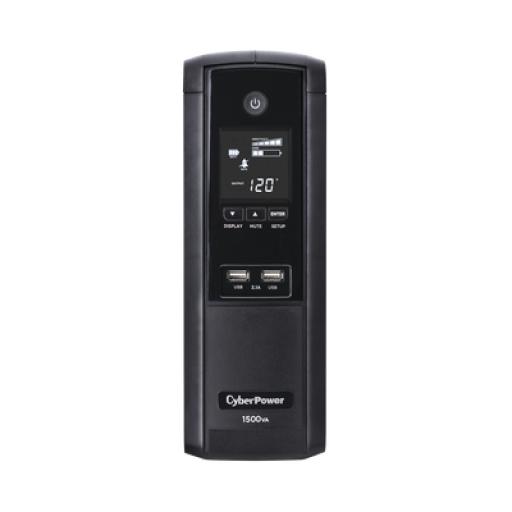 [CYBERPOWER_BRG1500AVRLCD5Y] CyberPower UPS de 1500 VA/900 W, Topología Línea Interactiva, Entrada 120 Vca NEMA 5-15P, Tipo Torre, Con 12 Tomas NEMA 5-15R, 5 años de garantía