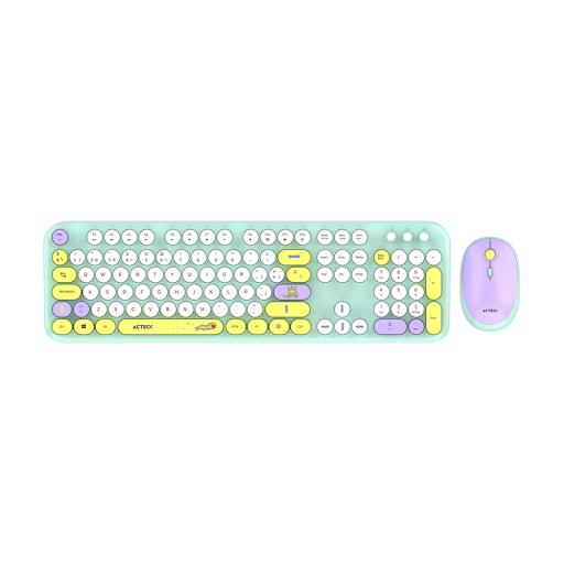 [ACTECK_AC-940191] KIT TECLADO Y MOUSE INALAMBRICO ACTECK (AC-940191) MK485 CHIC K-COLORS,RF USB,85 TECLAS,100%,VERDE