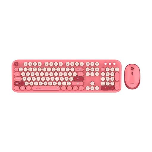 [ACTECK_AC-940207] KIT TECLADO Y MOUSE INALAMBRICO ACTECK (AC-940207) MK485 CHIC K-COLORS,RF USB,85 TECLAS,100%,ROJO