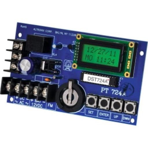 [ALTRONIX_PT724A] Altronix Temporizador tipo tarjeta para eventos de hasta 365 días, las 24 horas de 1 canal, con pantalla LCD, capacidad de respaldo