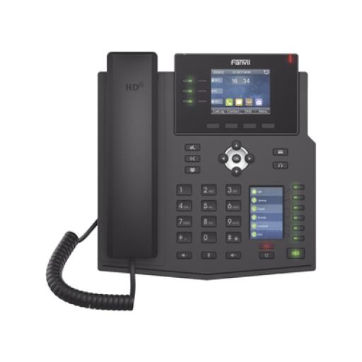 [FANVIL_X4U] Fanvil Teléfono IP Empresarial con Estándares Europeos, 12 lineas SIP con pantalla a color, 30 teclas DSS/BLF, puertos Gigabit, IPv6, Opus y conferencia de 3 vías, PoE/DC (incluye fuente).
