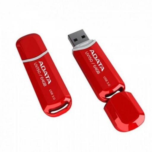 [ADATA_AUV150-64G-RRD] Memoria USB ADATA UV150, Rojo, 64 GB, USB 3.2 100 MB/s