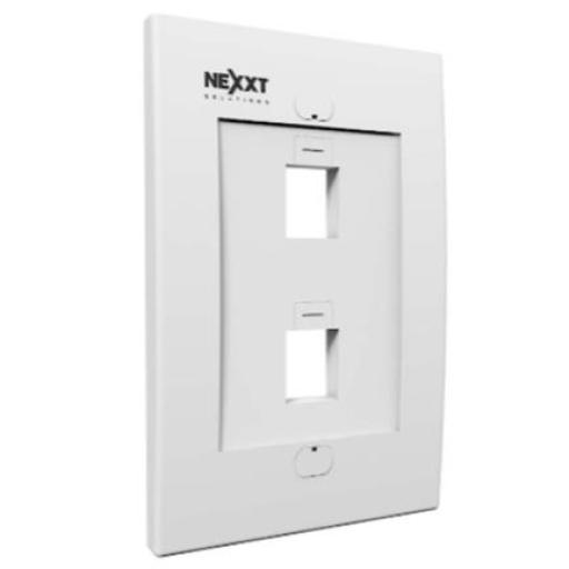 [NEXXTSOLUTIONS_AW161NXT02] Nexxt Solutions Placa de Pared Nexxt Solutions 2 Puertos para Conectores tipo Keystone Módulo RJ45 Blanco